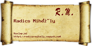 Radics Mihály névjegykártya