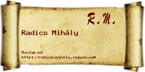 Radics Mihály névjegykártya